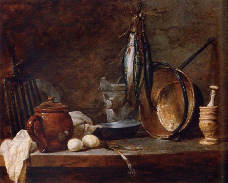 Jean Baptiste Simeon Chardin Lean food with cook utensils oil painting image